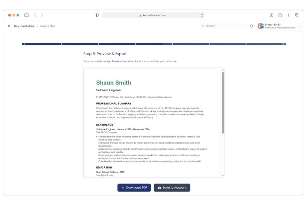 ResumeShaperAI modern resume create with AI