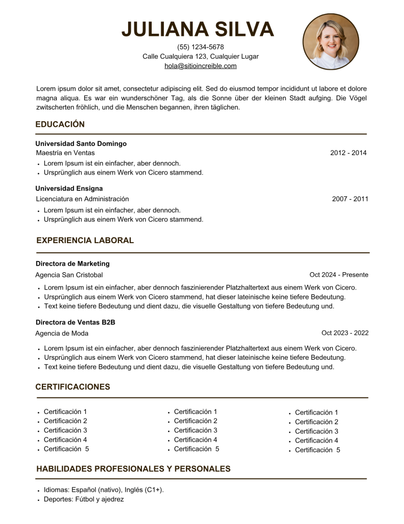 Professional Canva resume template for students