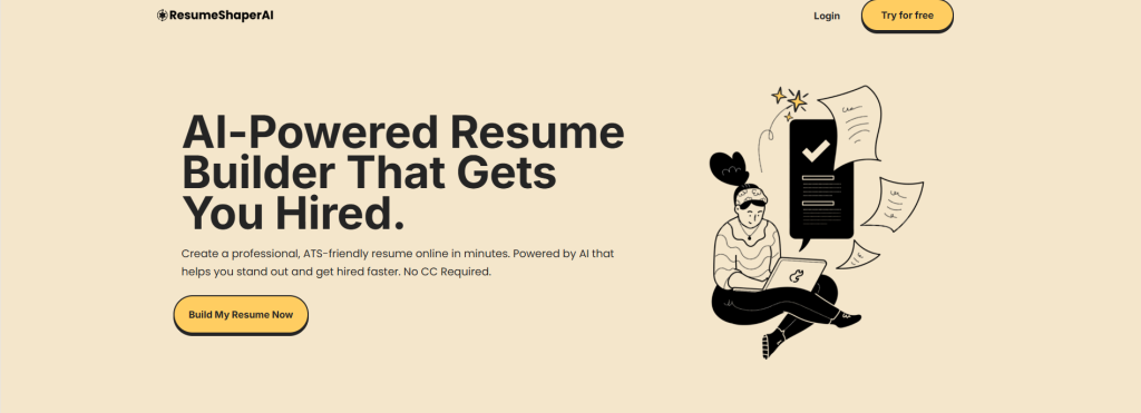 Create a resume with smart AI and a free cover letter at ResumeShaperAI.