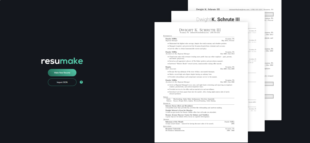 resumake homescreen show ai powered resume builder software 