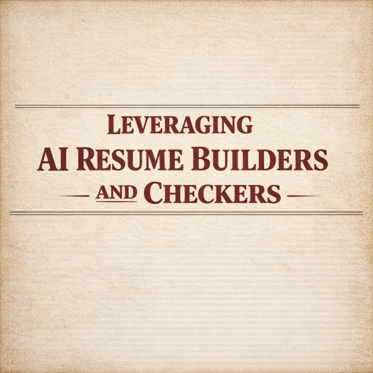 Vintage sales letter style graphic titled “Leveraging AI Resume Builders and Checkers” focused on using AI tools to improve resume structure, keyword alignment, and clarity.