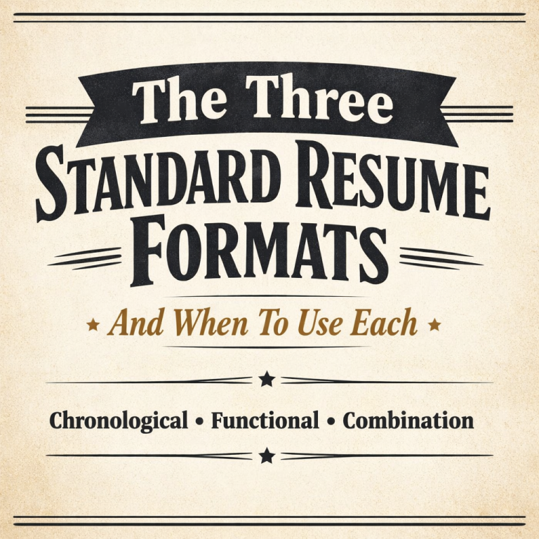 The three standard resume formats—chronological, functional, and combination—explained for job seekers choosing the correct resume format